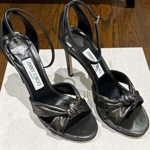 Jimmy Choo Shimmering Black Knotted Heels